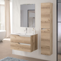 Colonna bagno sospesa 160 cm quercia e bianco reversibile Sumya