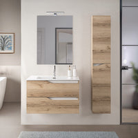 Colonna bagno sospesa 160 cm quercia e bianco reversibile Sumya