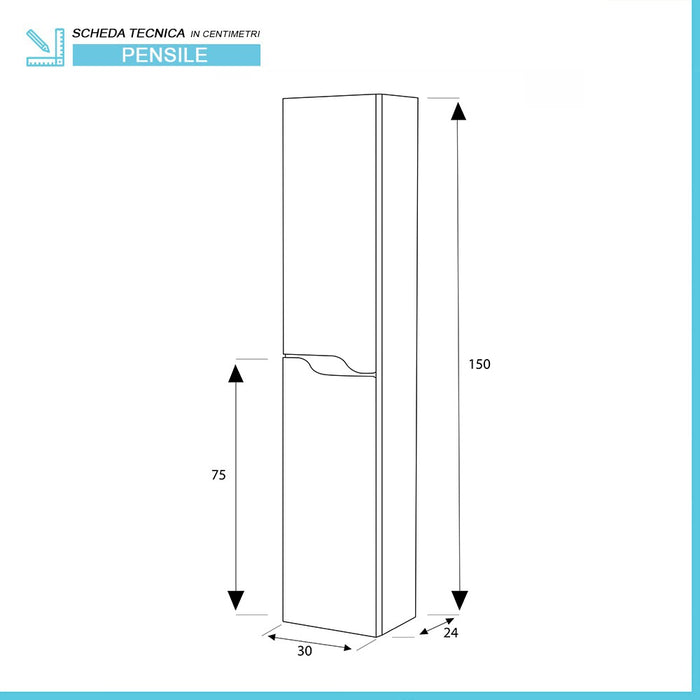 Colonna bagno sospesa 30x150 cm azzurro polvere Minori/Maiori