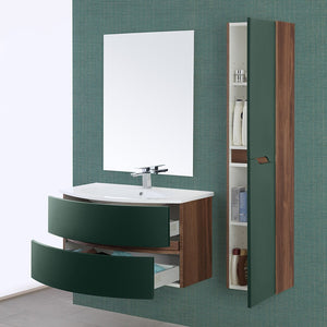 Colonna bagno sospesa 30x150 verde Maiori/Minori con ripiani interni