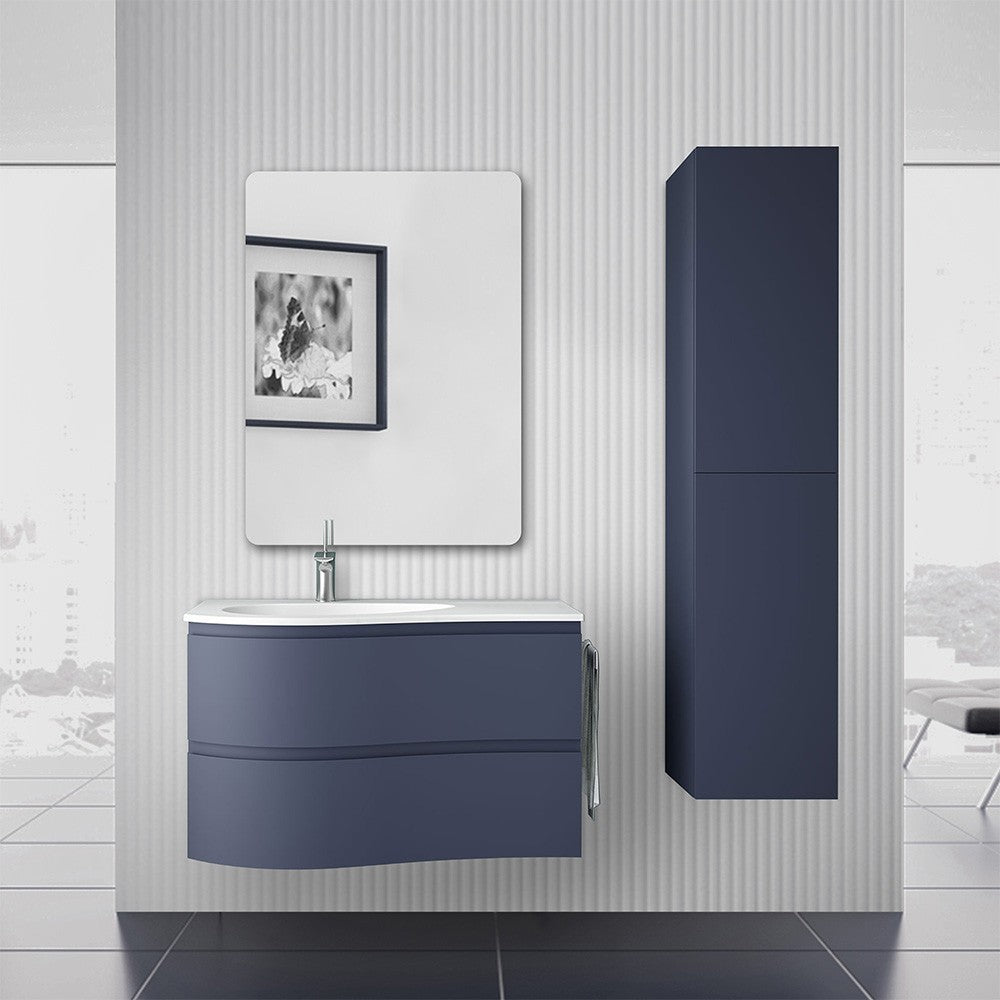 Colonna bagno sospesa blu navy opaco 2 ante reversibili serie Melody