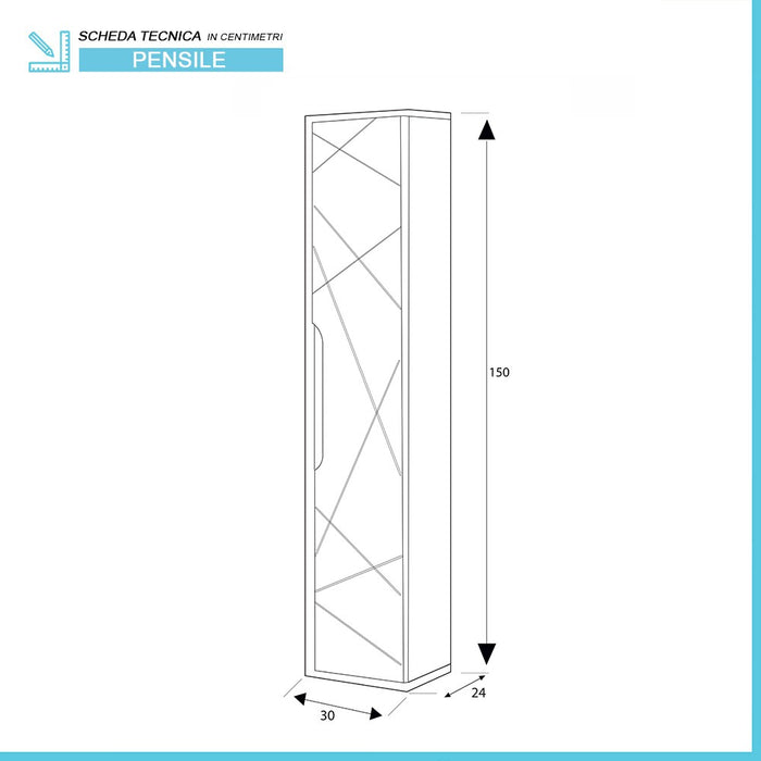 Colonna bagno sospesa h .150 cm Furore tortora con ripiani regolabili