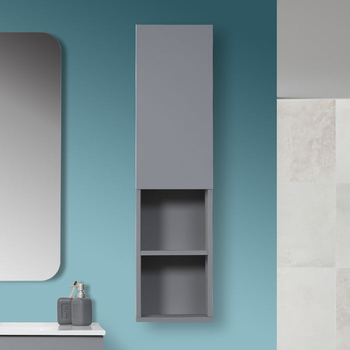 Colonna Bagno Sospesa H.115 con Ripiani Interni finitura Grigio Pastello