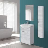 Pensile bagno sospeso H. 150 cm in legno grigio con anta reversibile 