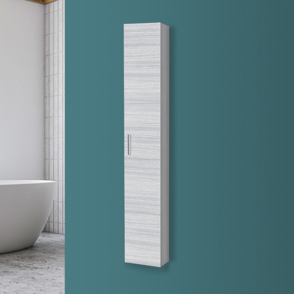 Pensile bagno sospeso H. 150 cm in legno grigio con anta reversibile 