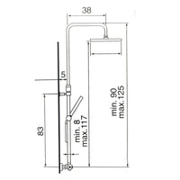 Colonna doccia termostatica quadrata con soffione 20x20 e doccino este