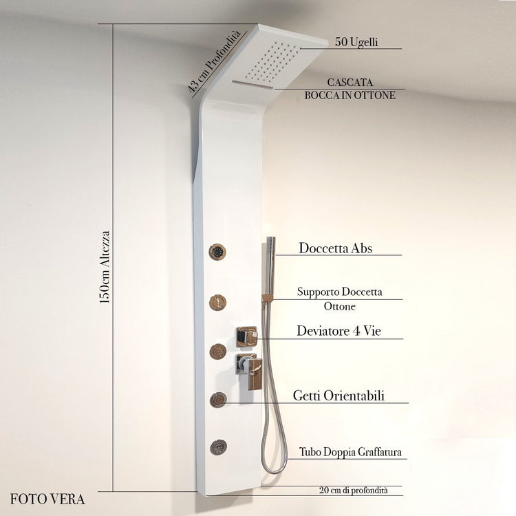 Colonna doccia idromassaggio acciaio bianco zaffiro