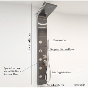 Colonna doccia idromassaggio nera spazzolata| smeralda