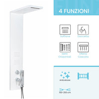 Colonna doccia multifunzione bianco opaco con 4 getti in acciaio inox