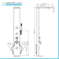 Colonna doccia satinata multi getto con 3 funzioni in acciaio inox