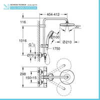 Colonna Doccia Termostatica Grohe Tempesta Cosmopolitan System 210 Cromo