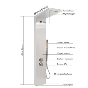 Colonna idromassaggio bianca spazzolata termostatica | diamante-white