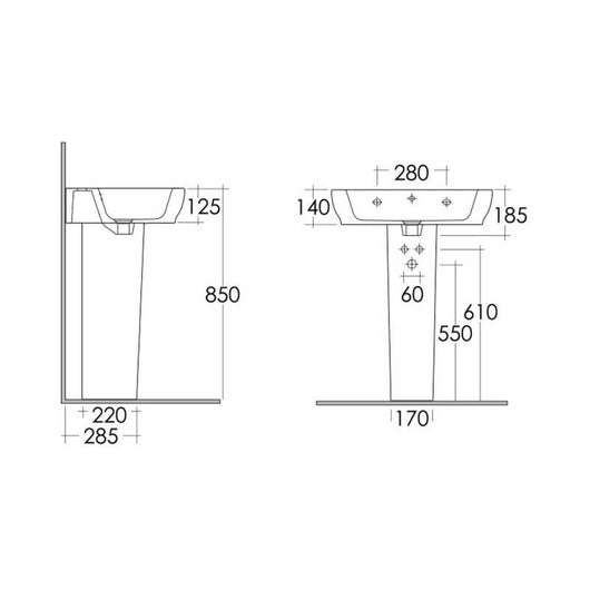 Colonna per lavabo della serie moon cod 83596