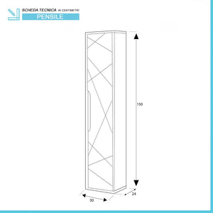 Colonna sospesa da bagno 30x150 azzurro polvere con ripiani Furore