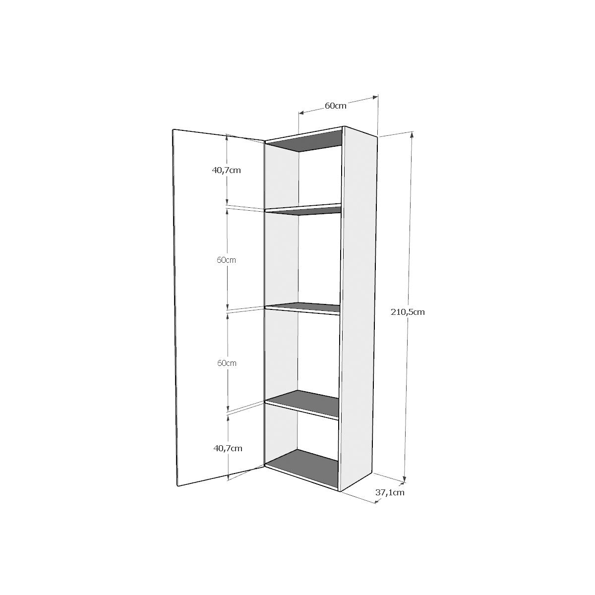 Mobile Pensile Colonna 60x210,3x39,5 cm 1 Anta Noce