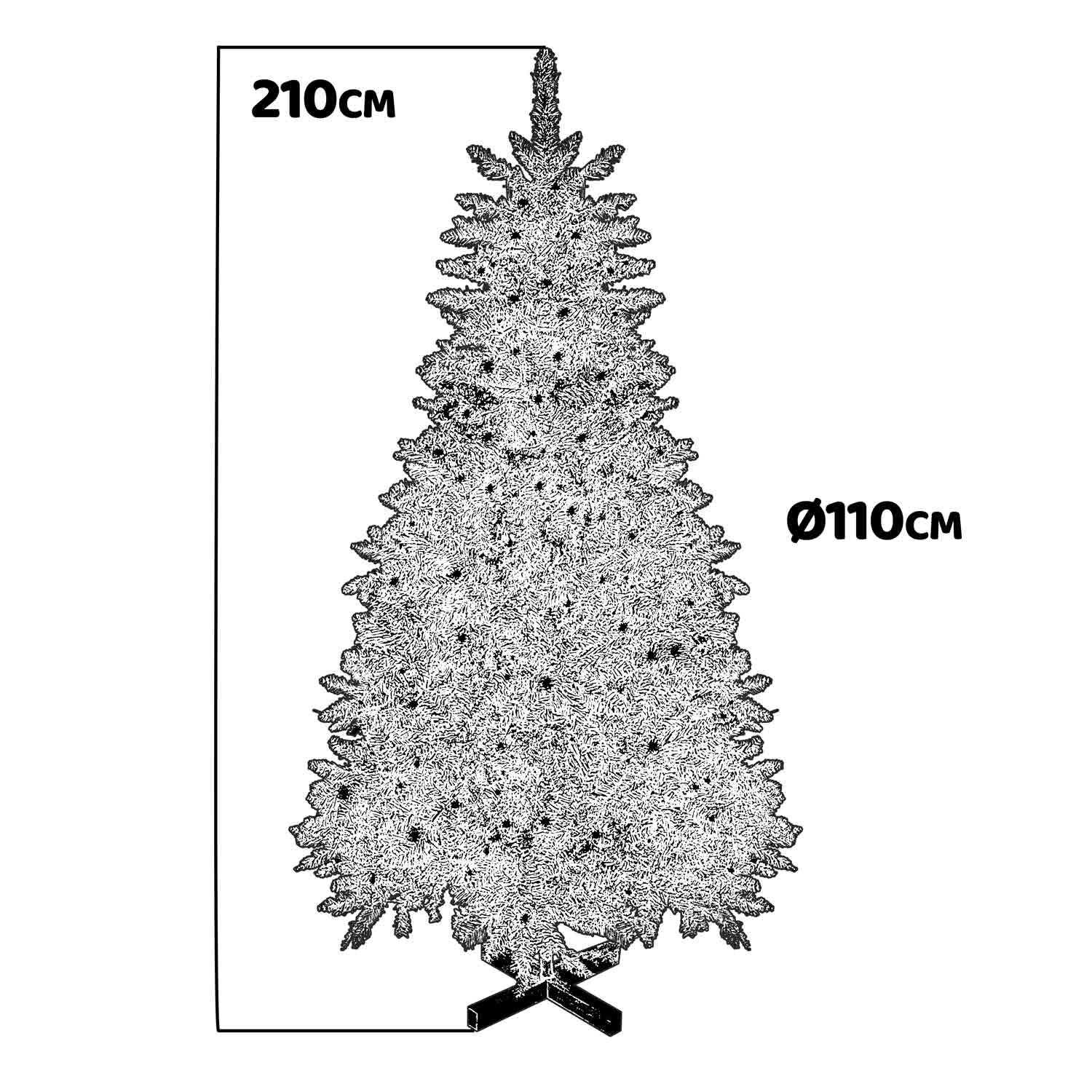 Comet - Albero di Natale con luci LED e pigne ø110 x 210H, 1200 rami e 60 pigne