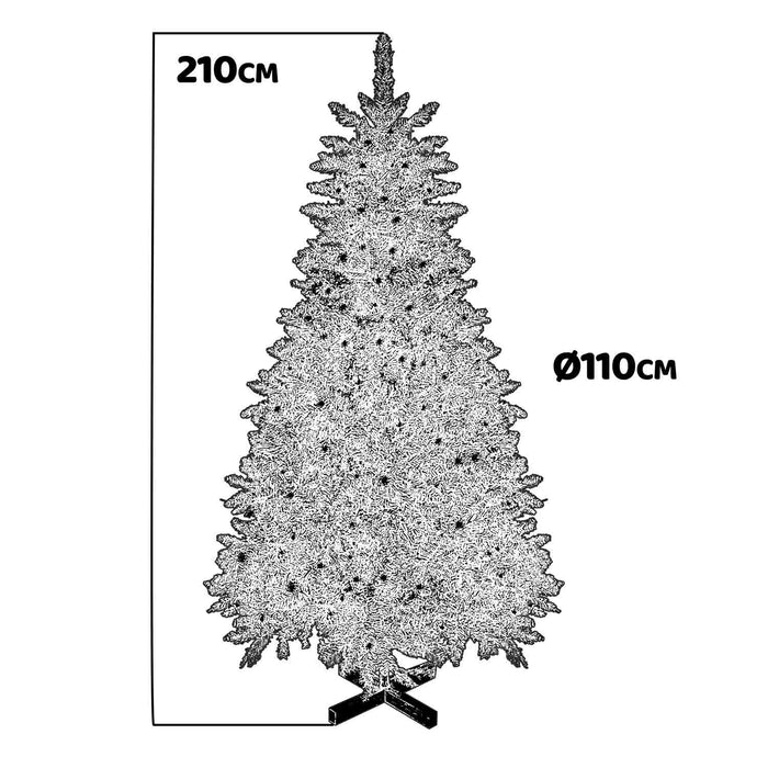 Comet - Albero di Natale con luci LED e pigne ø110 x 210H, 1200 rami e 60 pigne