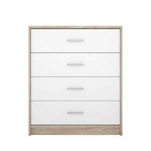 Comò cassettiera Nepo 4 cassetti 80 cm rovere sonoma bianco