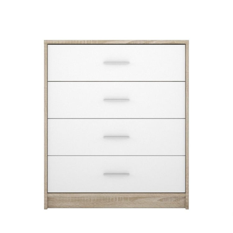 Comò cassettiera Nepo 4 cassetti 80 cm rovere sonoma bianco