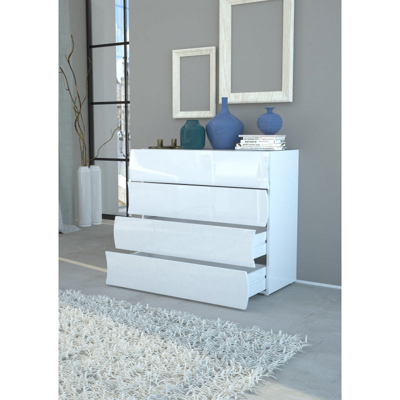 Comà² Onda Kommode 4 Cassetti 98X81,5X40 Colore Bianco Lucido