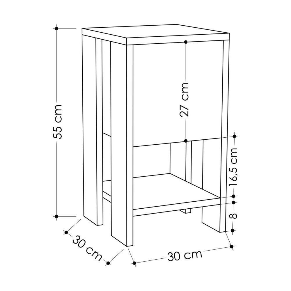 Comodino Ema antracite anta ribalta 30x30x55h cm