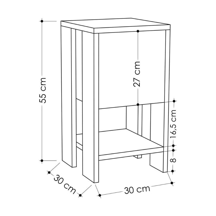 Comodino Ema anta ribalta 30x30x55h colore antracite