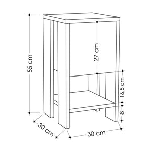 Comodino Ema anta ribalta 30x30x55h colore bianco