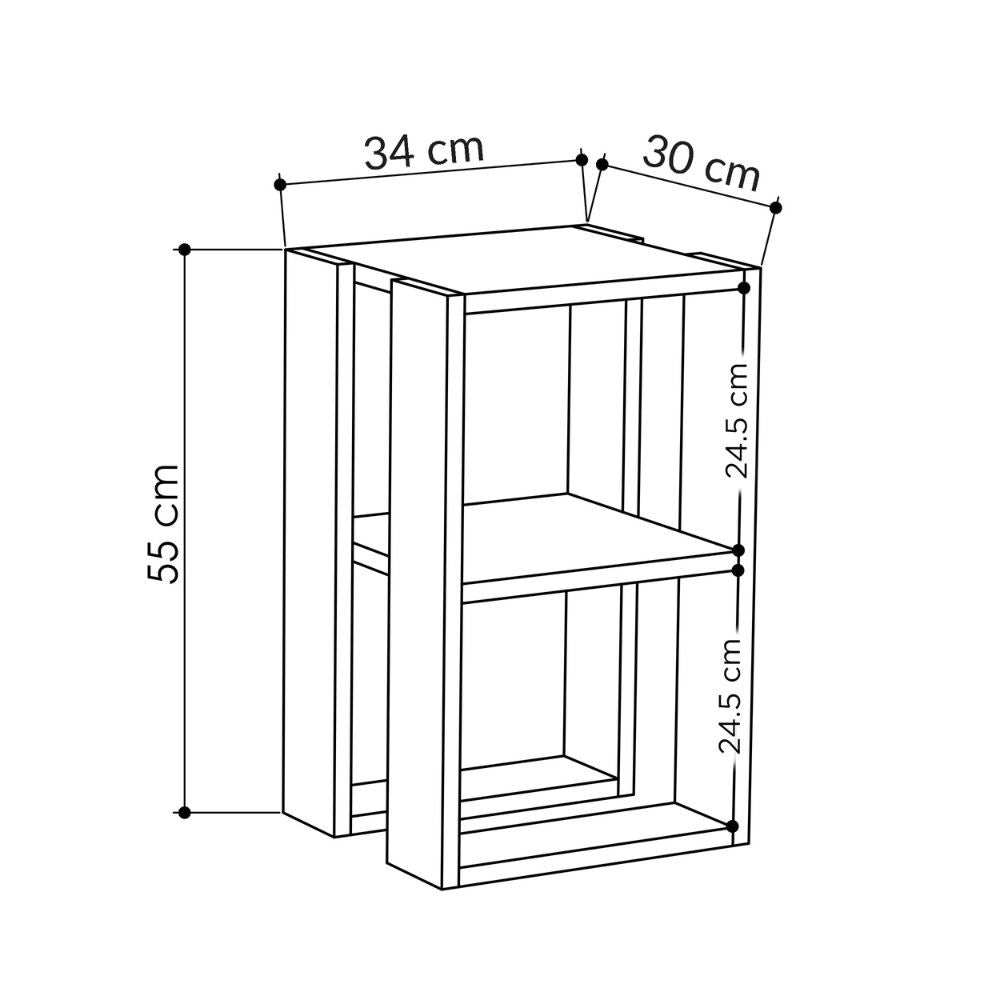 Comodino 1 Ripiano 55x30x34 cm in MDF Lonie Bianco