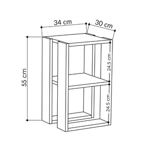 Comodino 1 Ripiano 55x30x34 cm in MDF Lonie Bianco