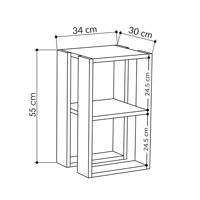 Comodino 1 Ripiano 55x30x34 cm in MDF Lonie Bianco