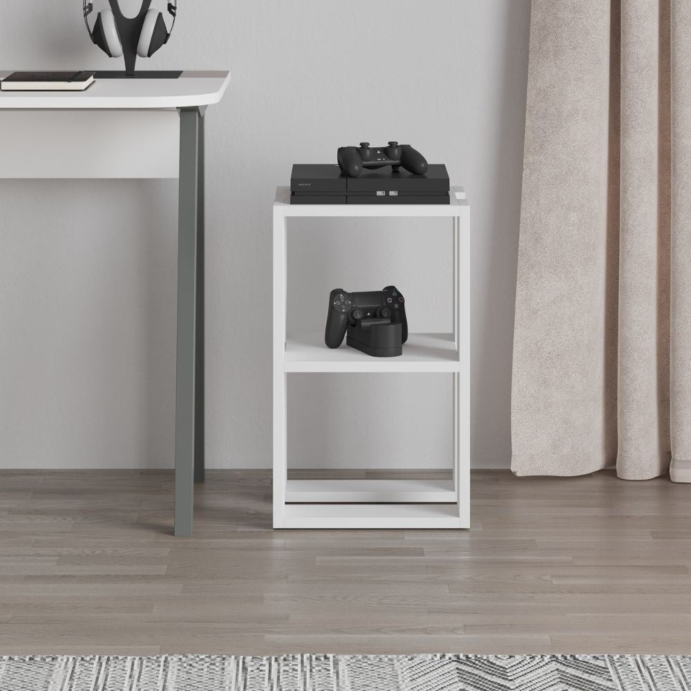 Comodino 1 Ripiano 55x30x34 cm in MDF Lonie Bianco