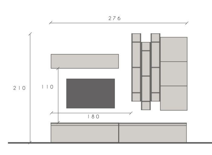 Soggiorno di design L.276 colore Gesso, Cadiz e Bianco lucido ZLCINFNCOMP17