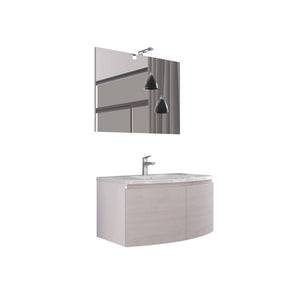 Composizione bagno 2 ante con lavabo in ceramica e specchio con lampada led HDcasa