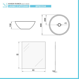 Mobile bagno da terra 80 legno bianco con lavabo e specchio Lucy