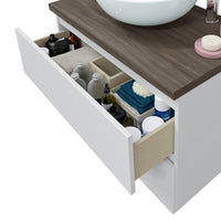 Mobile bagno da terra 80 legno bianco con lavabo e specchio Lucy