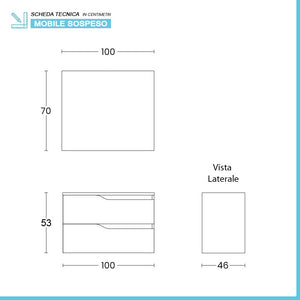 Composizione bagno sospesa 100cm in legno mdf quercia e bianco Sumya