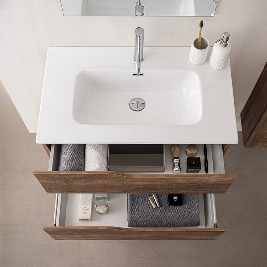 Composizione bagno sospesa 60cm in legno mdf tabacco e tortora Sumya