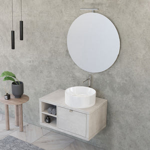 Composizione bagno sospesa 80 cm Master grigio nuvola con lavabo appoggio e specchio