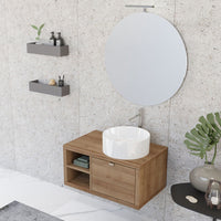 Composizione bagno sospesa 80 cm Master rovere miele con lavabo appoggio e specchio