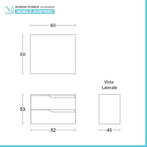 Composizione bagno sospesa 80cm in legno mdf quercia e bianco Sumya