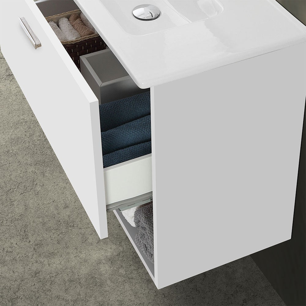 Mobile bagno sospeso 80 colore bianco con pensile 150 lavabo e specchio Martha