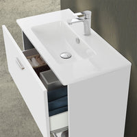 Mobile bagno sospeso 80 colore bianco con pensile 150 lavabo e specchio Martha