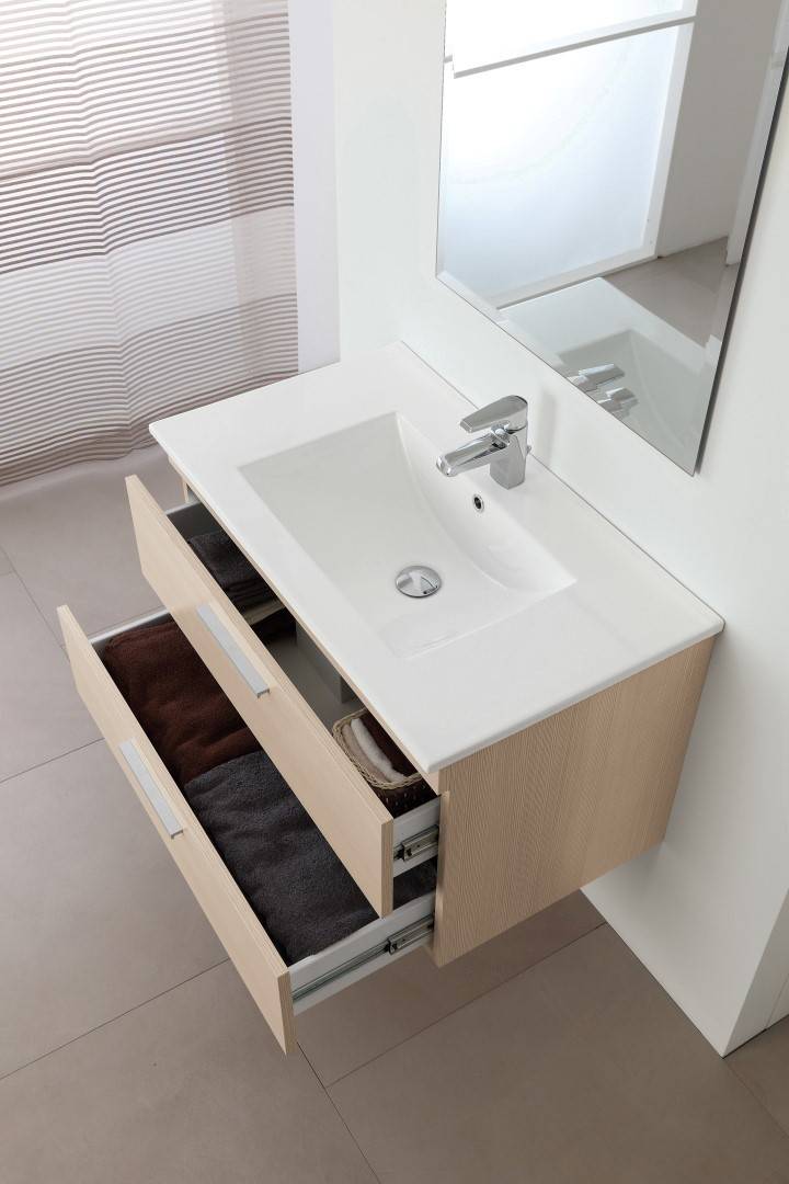 Composizione Bagno sospesa Linea Stella  80CM colore larice - Feridras