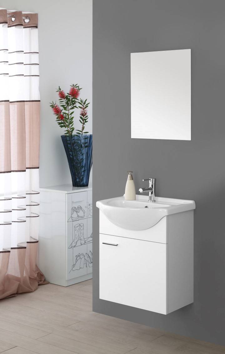 Composizione bagno sospesa Stella 55 cm colore bianco lucido - Feridras