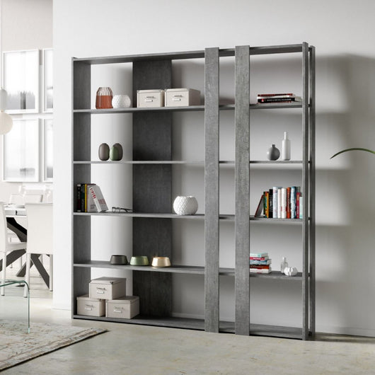 Composizione Libreria C Kato 6R 2 fianchi 4 fasce lunghe - Cemento