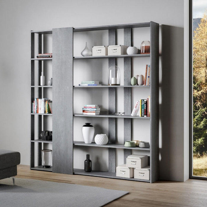 Composizione Libreria D Kato 6R 2 fianchi 4 fasce lunghe - Bianco Frassino