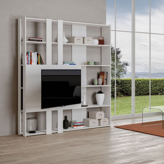 Composizione Libreria Kato 6R 2 fianchi 2 fasce lunghe 2 fasce cort - Bianco Frassino,M