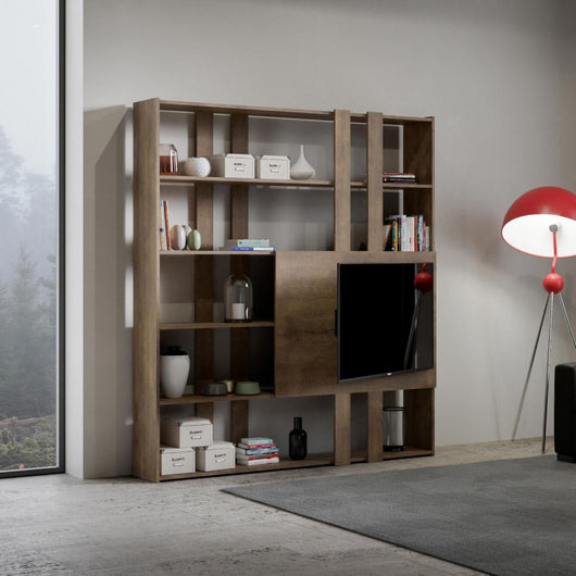 Composizione Libreria Kato 6R 2 fianchi 2 fasce lunghe 2 fasce cort - Noce,H