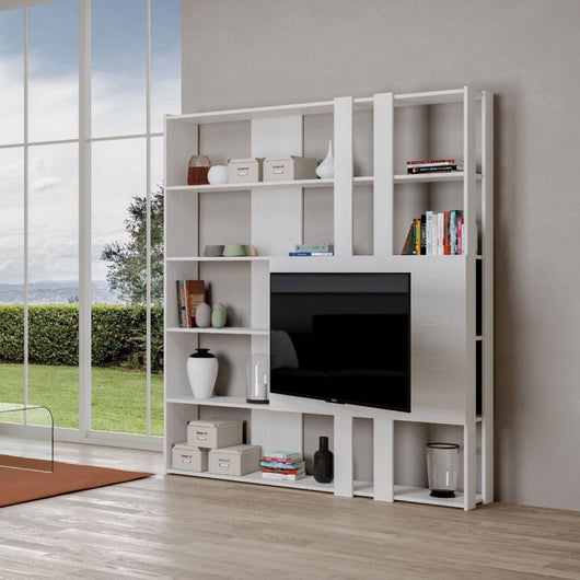 Composizione Libreria Kato 6R 2 fianchi 2 fasce lunghe 2 fasce cort - Bianco Frassino,M