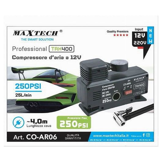 Compressore Compatto Ad Aria Con Manometro Pneumatici 12v 250psi 25l/min Co-ar06         